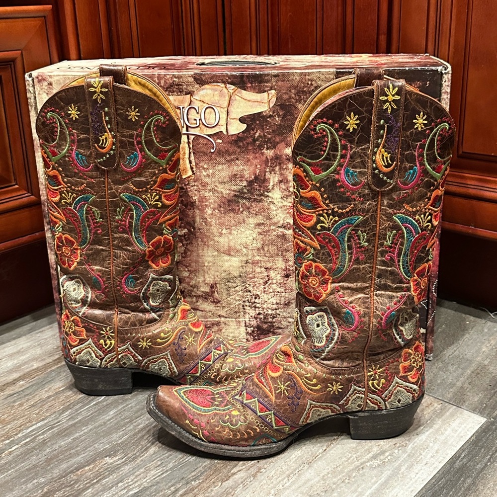 Old Gringo Olivia Boots Floral Embroidery Cowboy Size 7 Wedding Cowgirl Boots - Picture 6 of 10